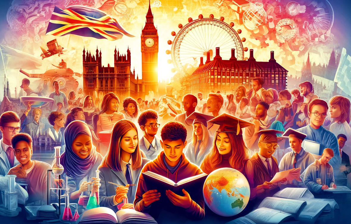 montage of international student studying in the uk